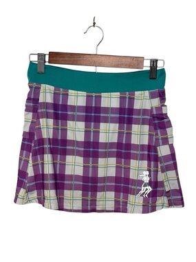 Running girl Plaid Purple Tennis Skirt with Teal Waistband and liner Size 2
